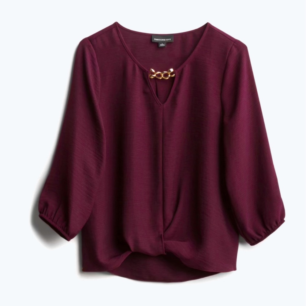 Fortune + Ivy Twist hem blouse